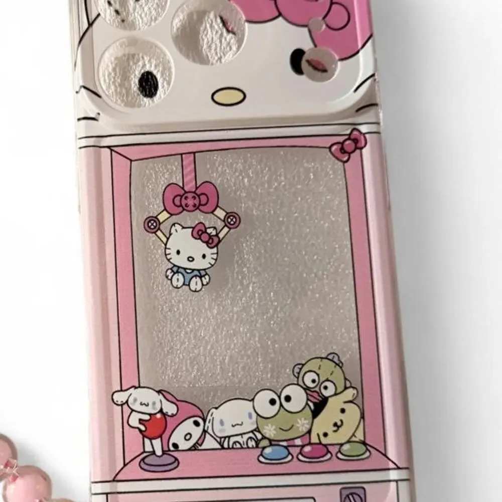 Hello Kitty & Friends Claw Machine Kawaii Pink White IPhone 17 Pro Case Wristlet